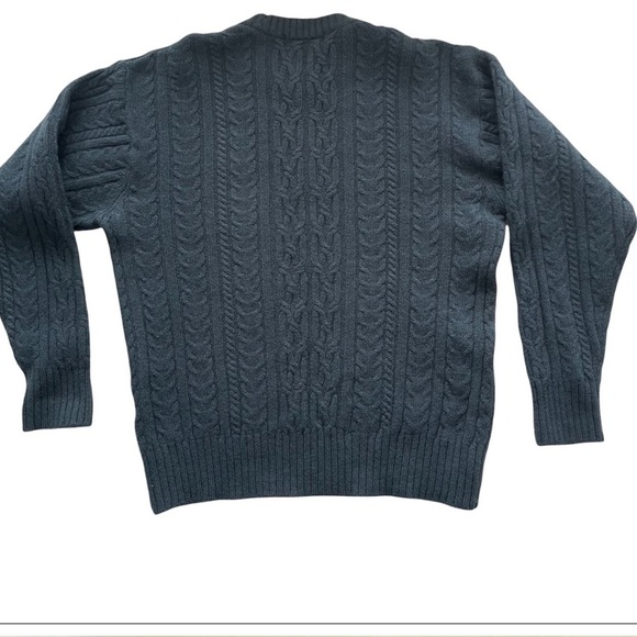 Balenciaga Vintage Women's Lambswool Blue Cable Knit Crewneck Sweater - Picture 3 of 5